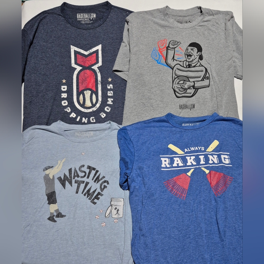 Set Of Four Baseballism Tshirts Men's Large Baseball Shirt